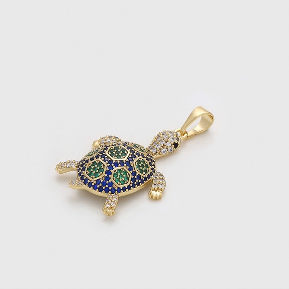 Turtle Necklace Luxury CZ Stone 14k Gold Plated Jewelry - Picture 9 of 15
